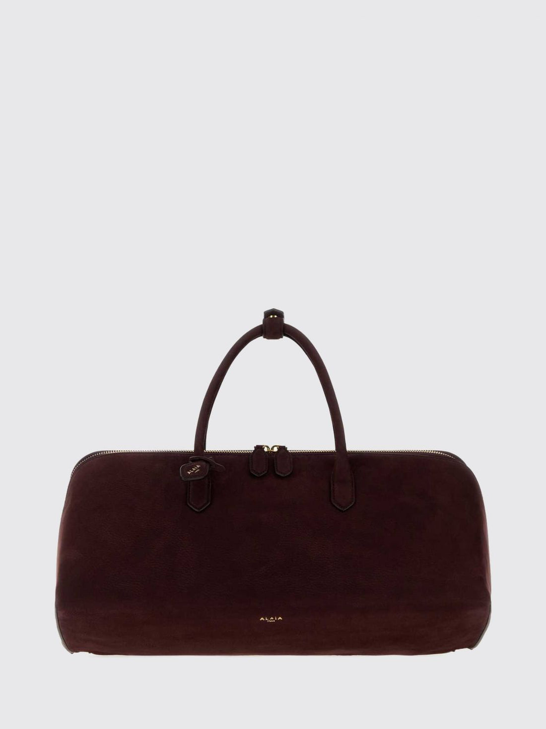 ALAÏA OS delta medium nubuck leather handbag with double zip and shoulder strap