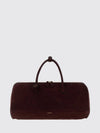 delta medium nubuck leather handbag with double zip and shoulder strap