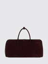 delta medium nubuck leather handbag with double zip and shoulder strap