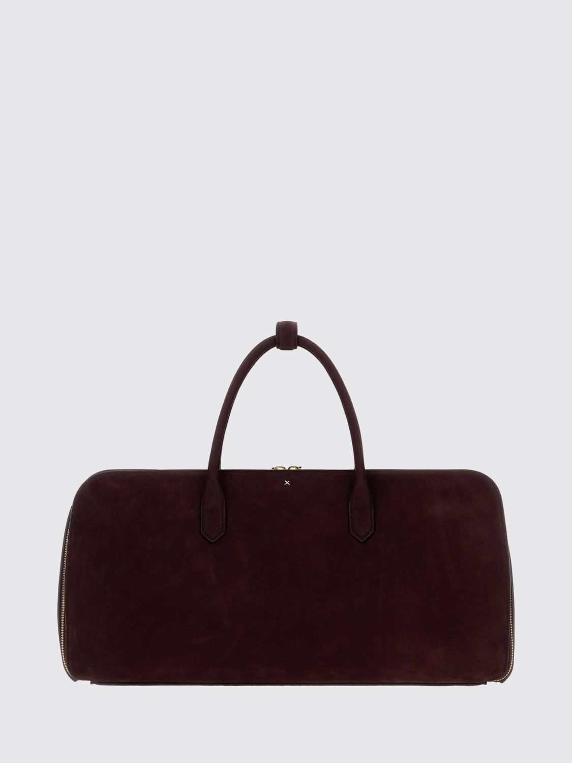delta medium nubuck leather handbag with double zip and shoulder strap