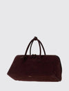 delta medium nubuck leather handbag with double zip and shoulder strap