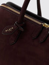 delta medium nubuck leather handbag with double zip and shoulder strap