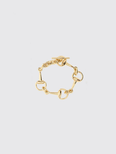 horsebit gold-finish metal choker necklace