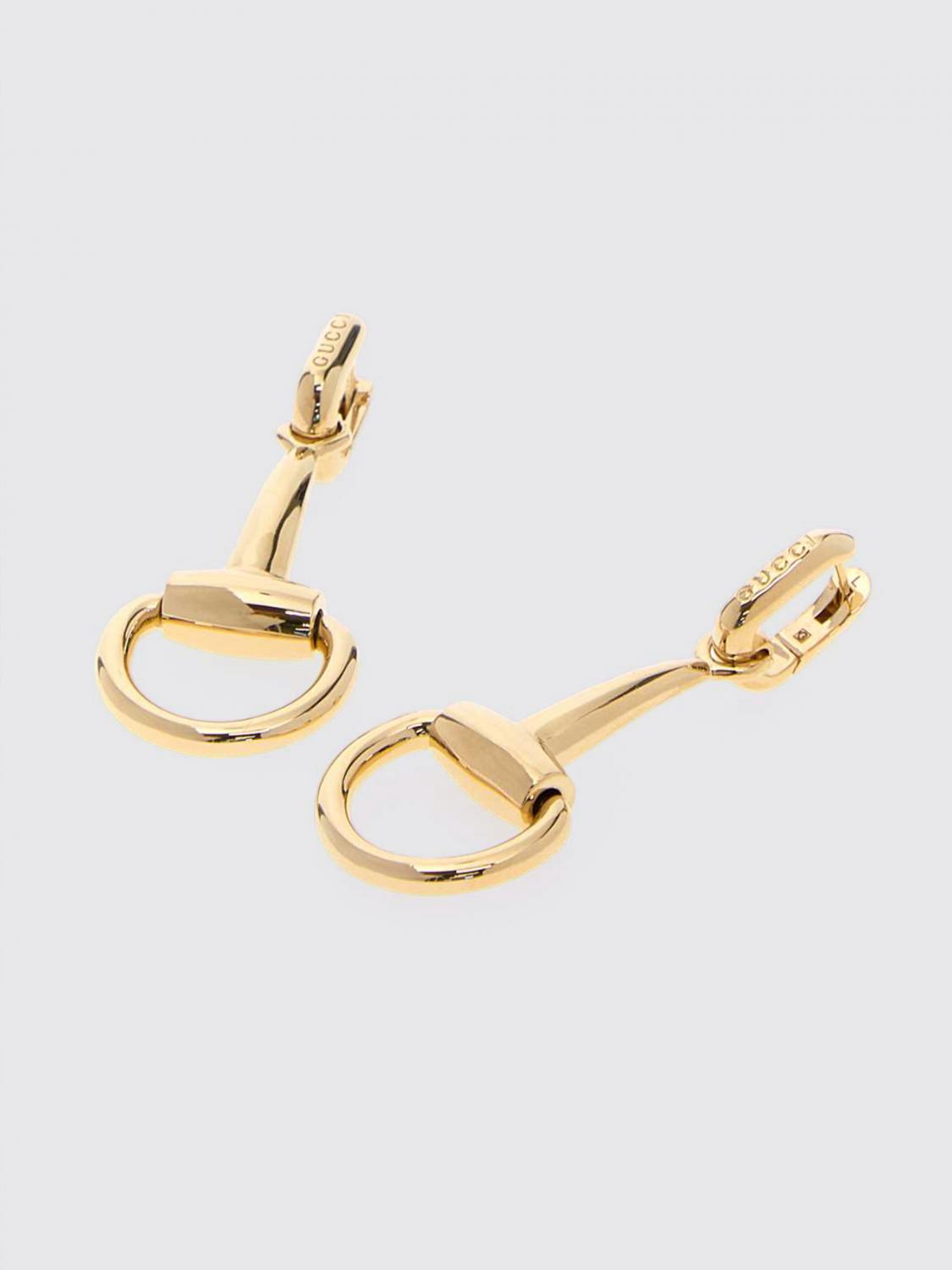 horsebit gold-finish metal dangle earrings