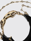 mini hobo bag chloé in leather and velvet with sculptural metal handle