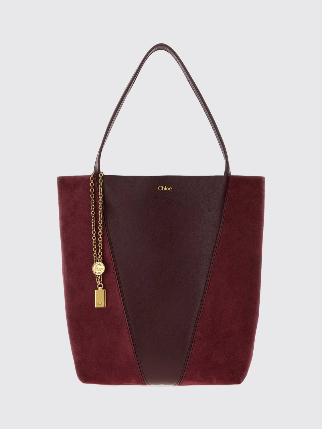 chloé spin bicolour shoulder bag in smooth and suede leather