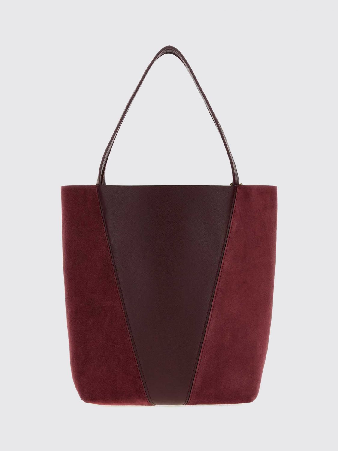chloé spin bicolour shoulder bag in smooth and suede leather