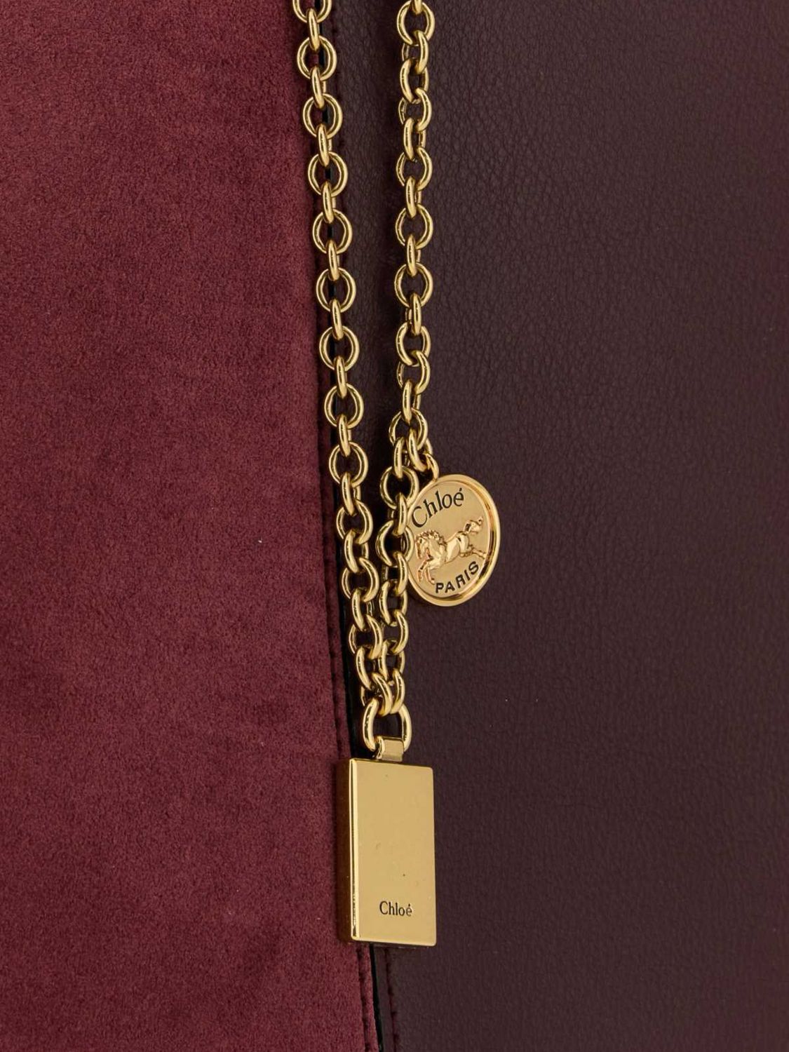 chloé spin bicolour shoulder bag in smooth and suede leather
