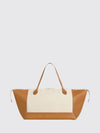 cotton and leather tote bag with triomphe logo and double handle