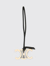 triomphe monogram keychain in smooth leather and chrome-plated brass