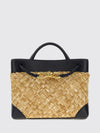 andiamo small woven raffia handbag with knot charm