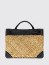 andiamo small woven raffia handbag with knot charm