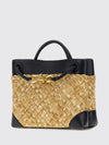 andiamo small woven raffia handbag with knot charm