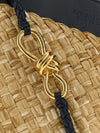 andiamo small woven raffia handbag with knot charm