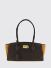 medium studio leather shoulder bag with gancini clasp