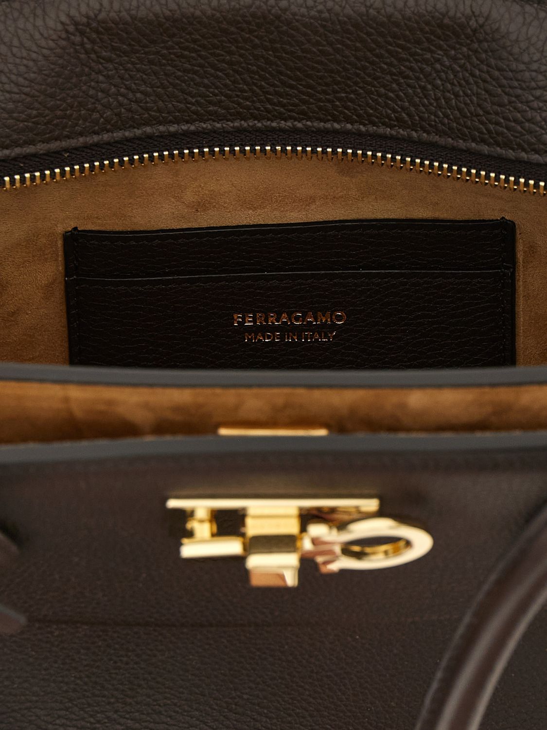 medium studio leather shoulder bag with gancini clasp