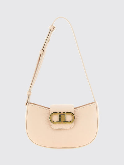 mini calfskin leather shoulder bag with gancini logo