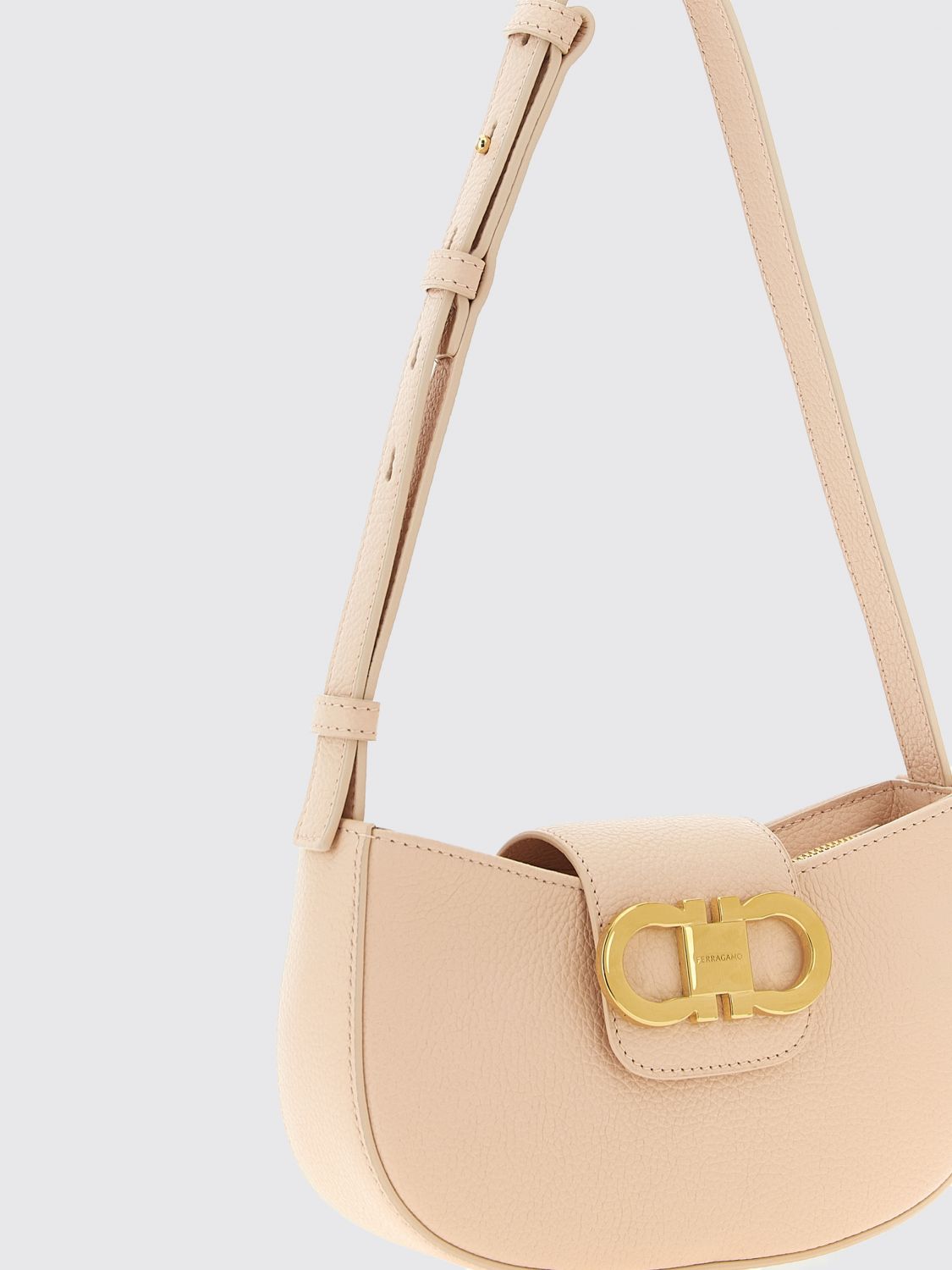 mini calfskin leather shoulder bag with gancini logo