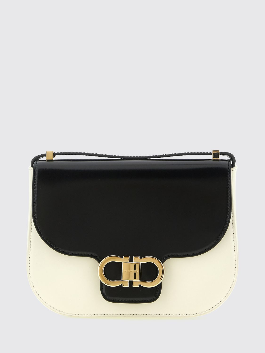 mini north-south bicolour leather crossbody bag