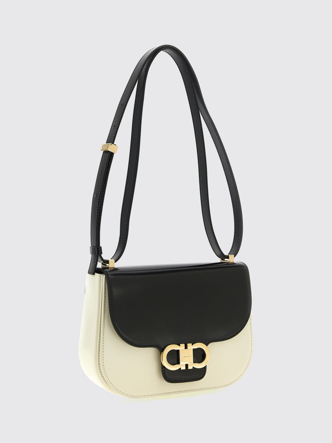 mini north-south bicolour leather crossbody bag