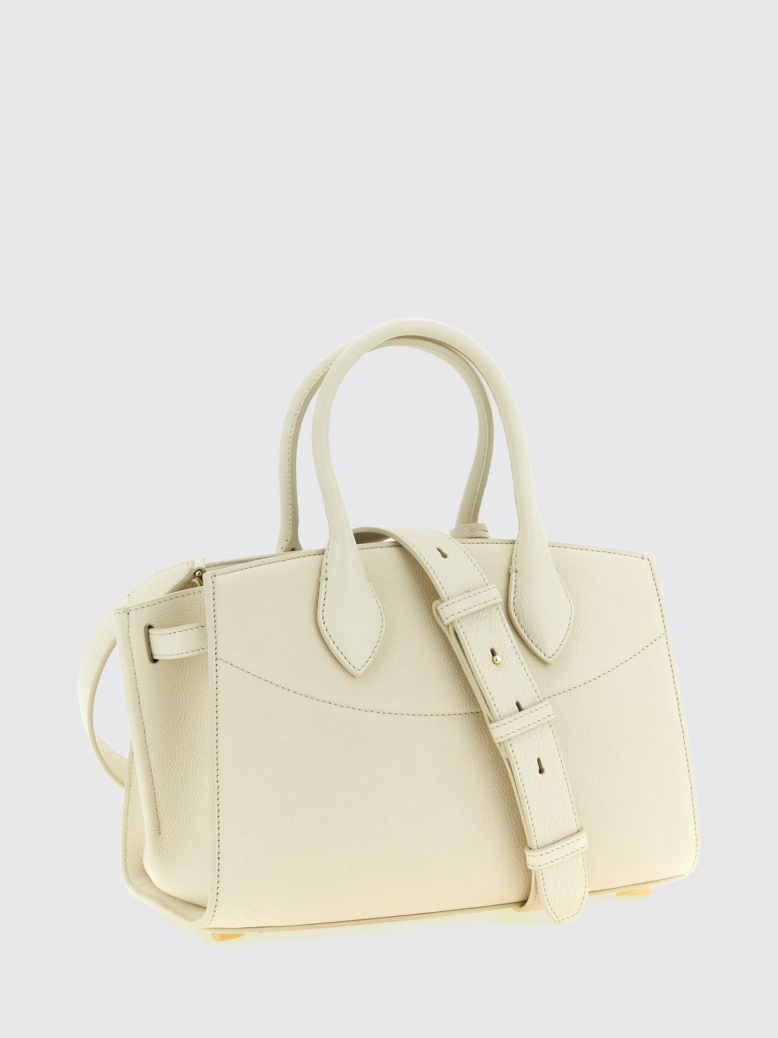 medium studio calfskin leather handbag with gancini logo