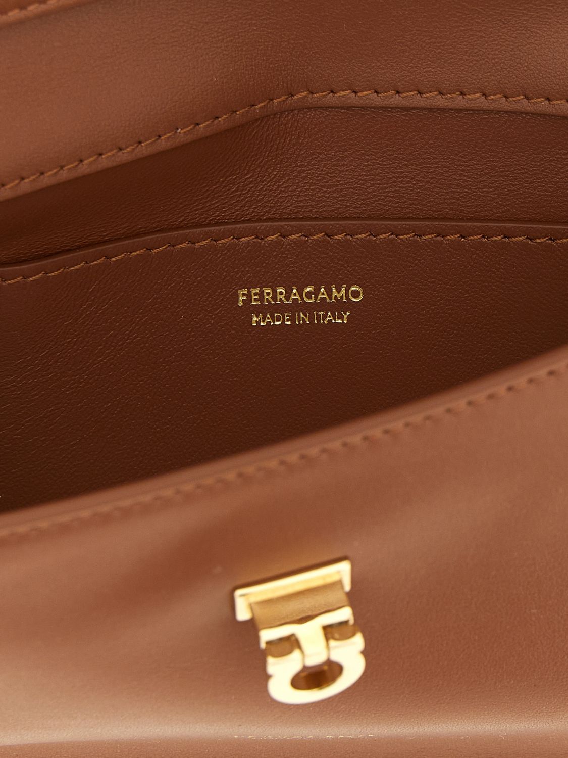 mini calfskin leather crossbody bag with gancini logo