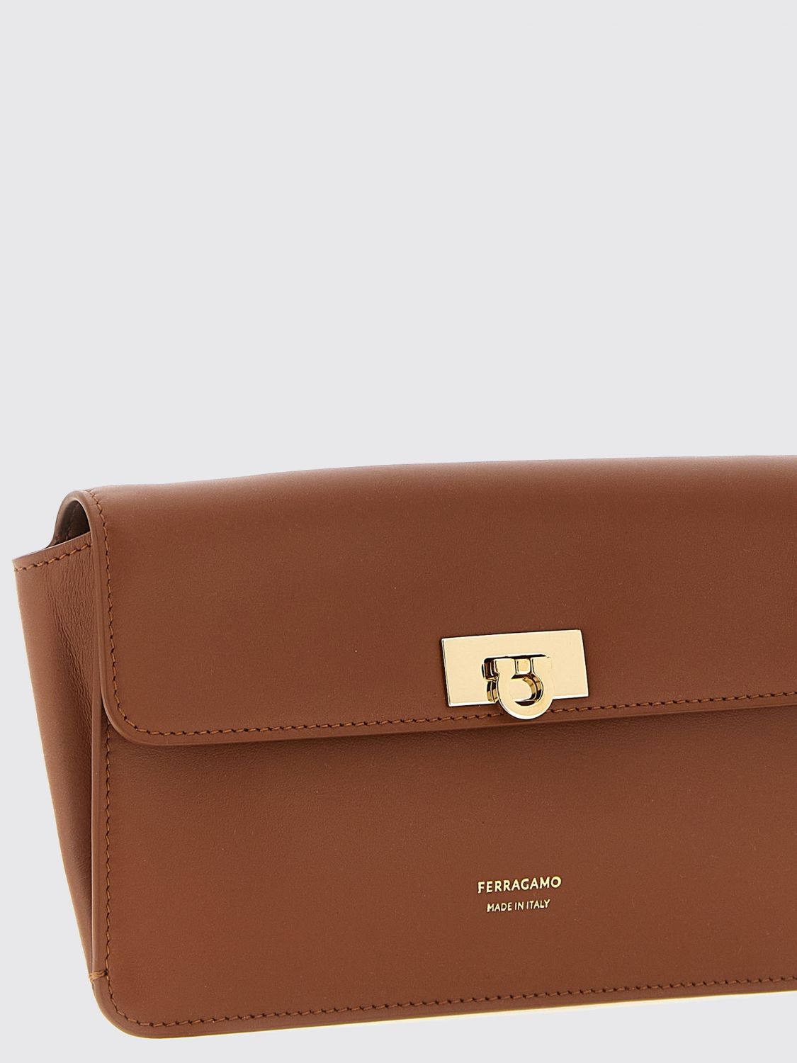 mini calfskin leather crossbody bag with gancini logo