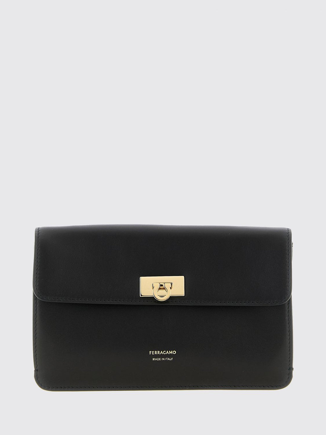 FERRAGAMO OS mini calfskin leather crossbody bag with gancini logo
