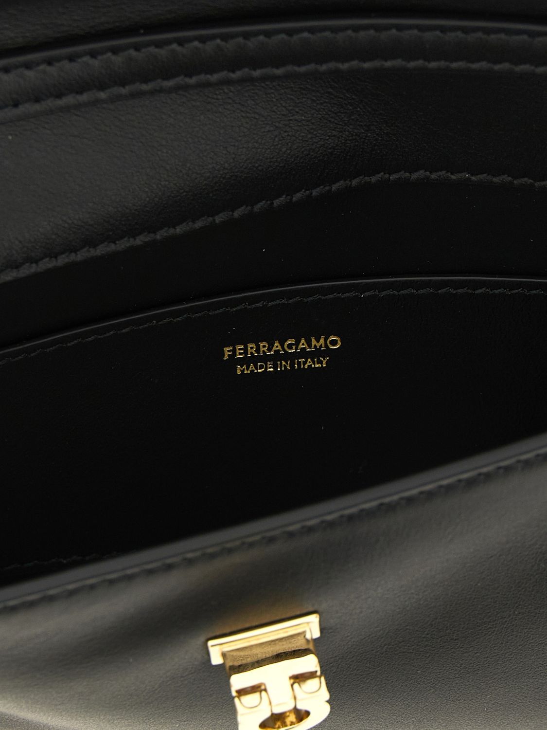 mini calfskin leather crossbody bag with gancini logo