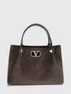 suede handbag with vlogo and studs