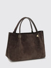 suede handbag with vlogo and studs