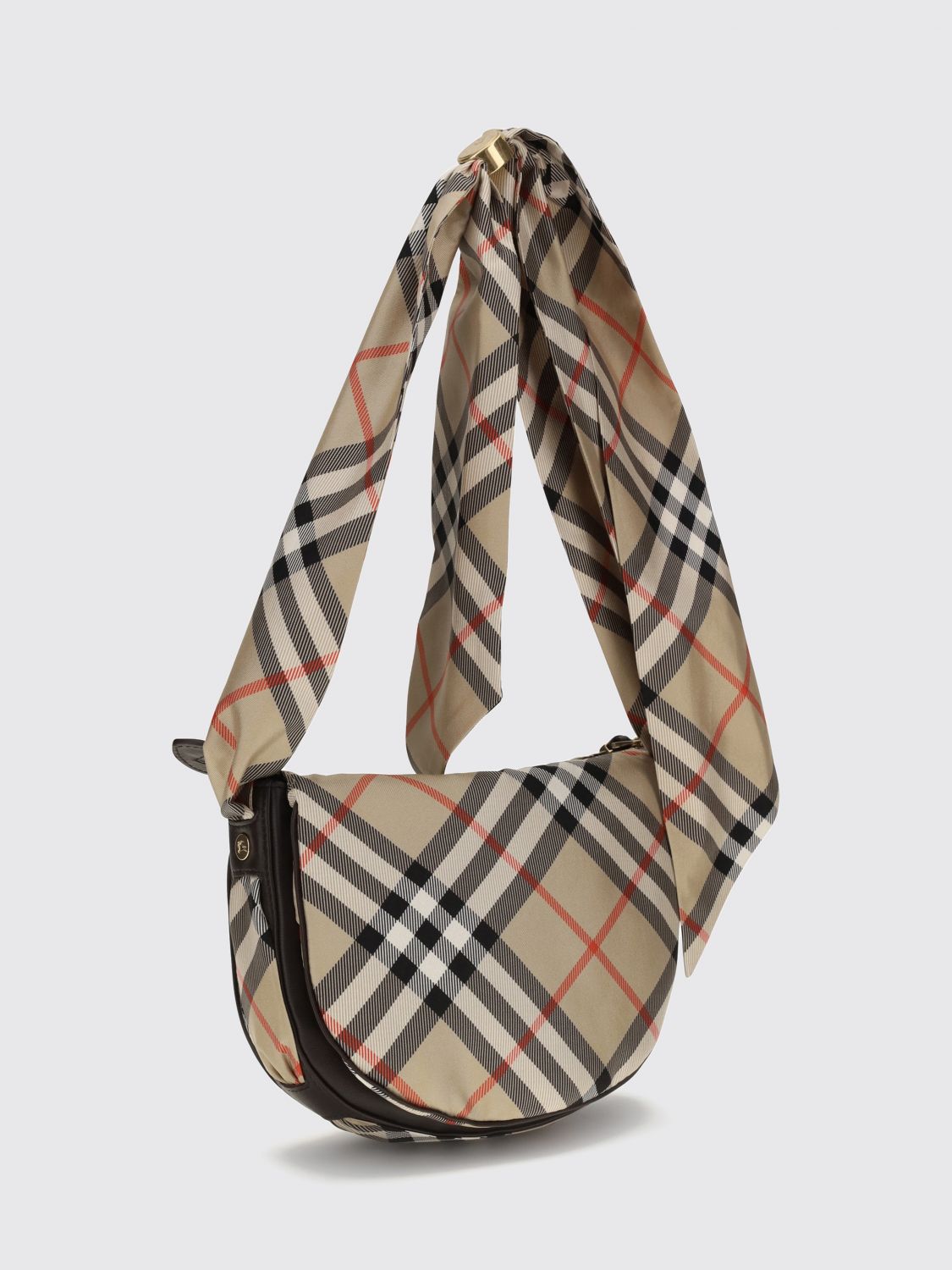 silk crossbody bag with vintage check pattern and ekd logo
