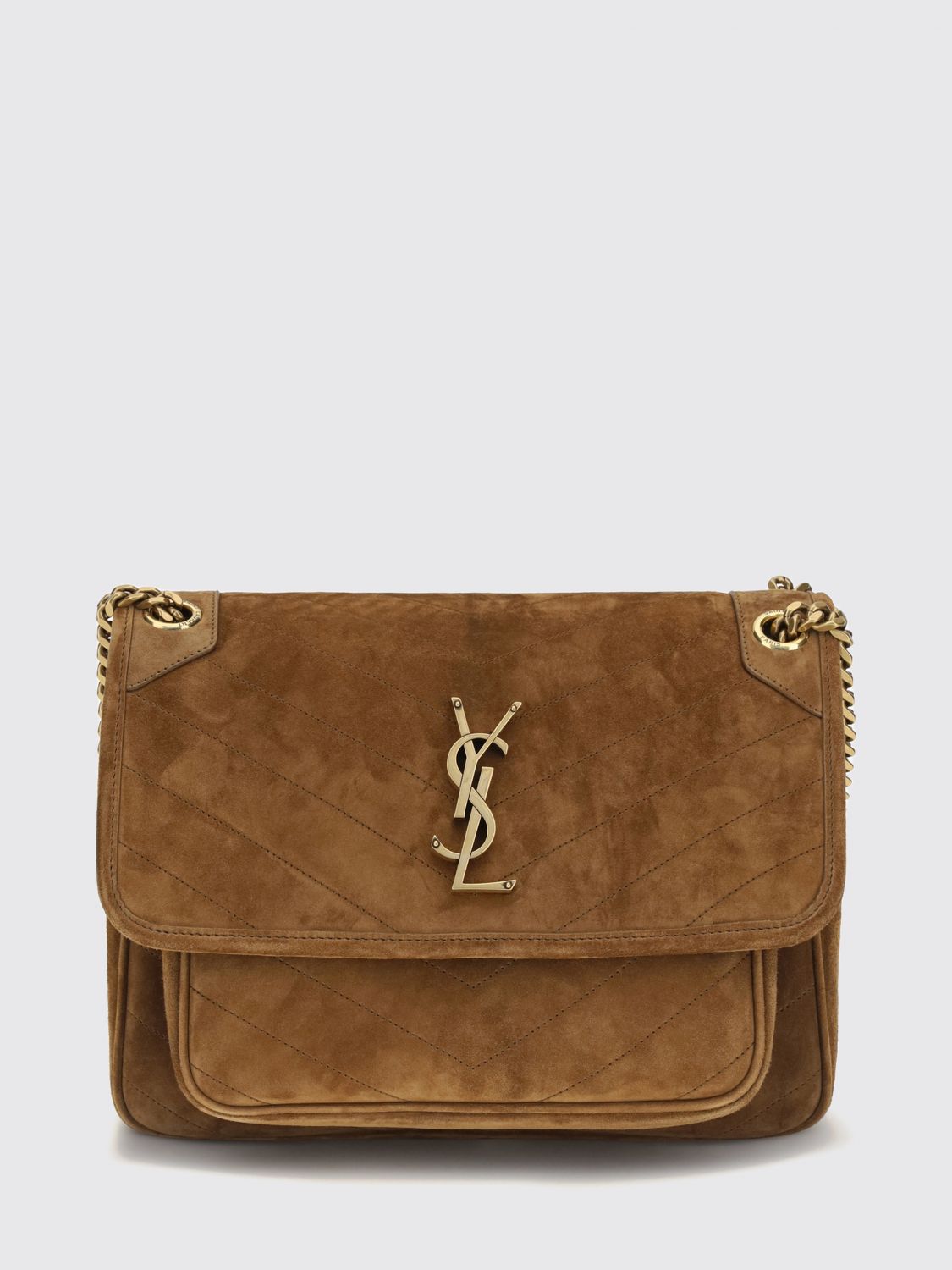 medium niki suede shoulder bag with chevron pattern