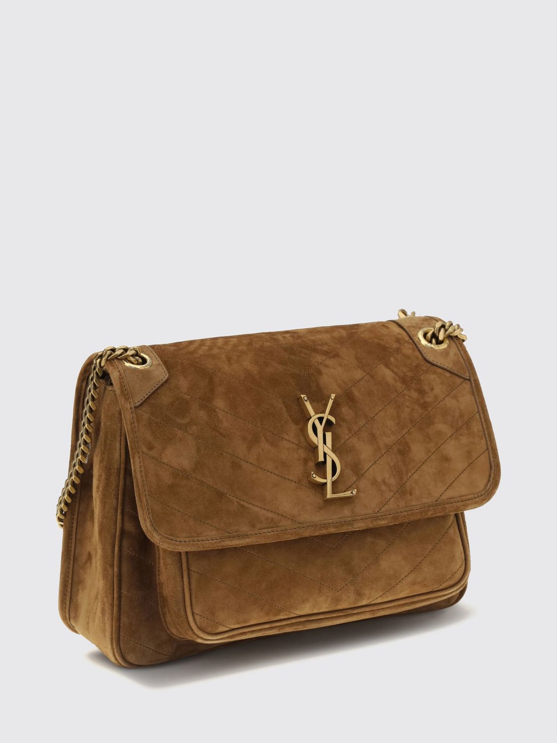 medium niki suede shoulder bag with chevron pattern