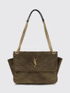 niki quilted suede shoulder bag with ysl logo