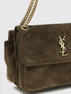 niki quilted suede shoulder bag with ysl logo