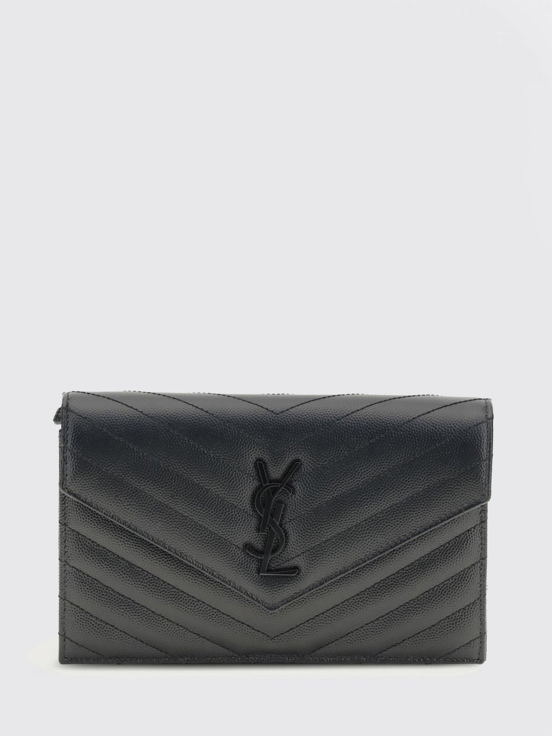 SAINT LAURENT OS cassandre mini quilted grain de poudre leather wallet on chain