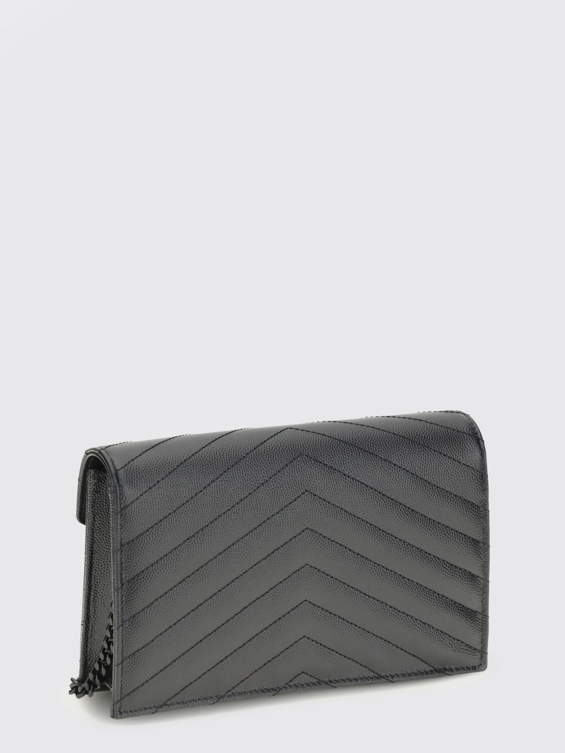SAINT LAURENT OS cassandre mini quilted grain de poudre leather wallet on chain
