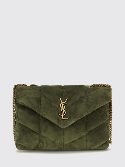 puffer quilted calfskin leather mini bag with ysl logo
