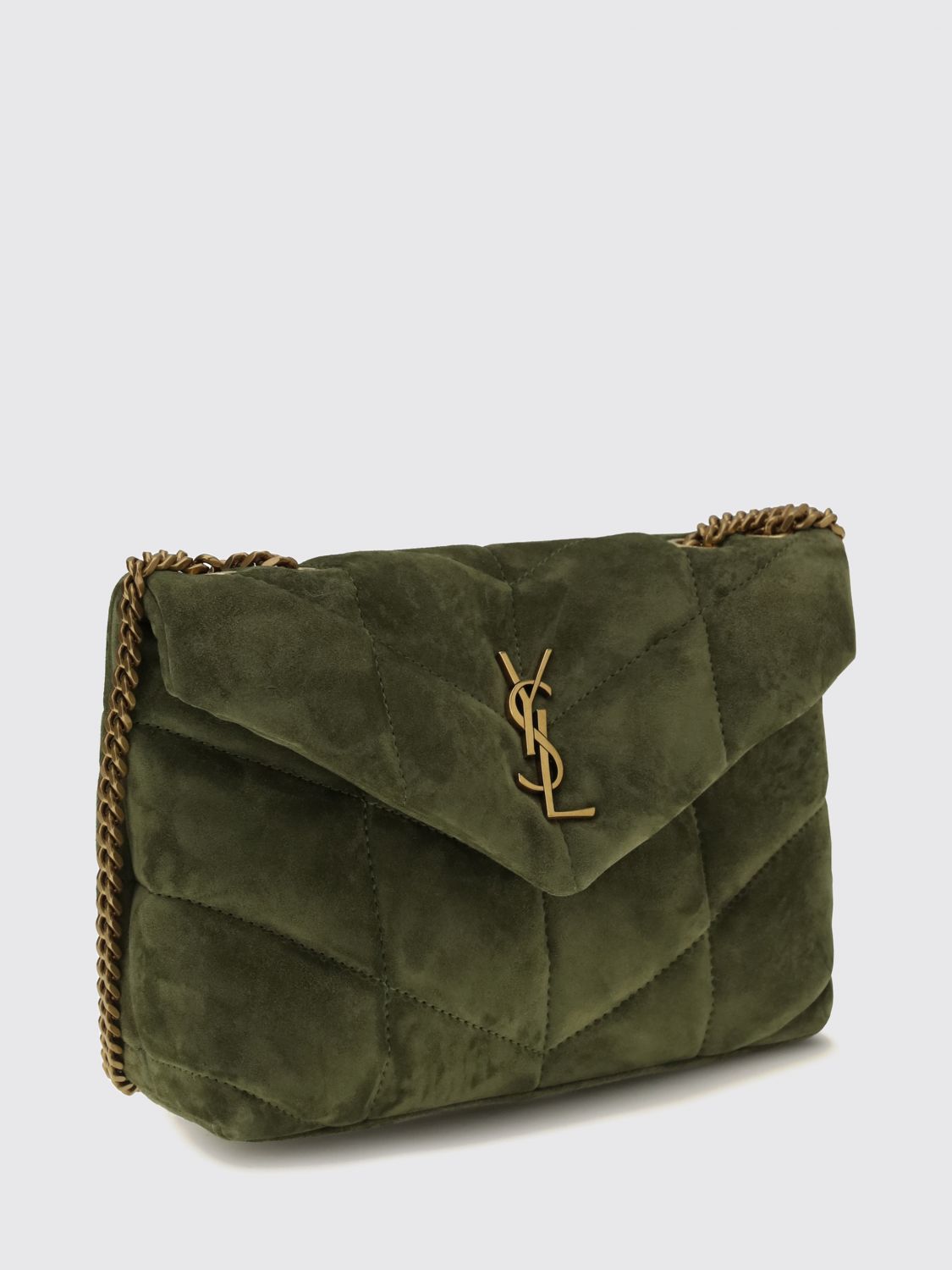 puffer quilted calfskin leather mini bag with ysl logo