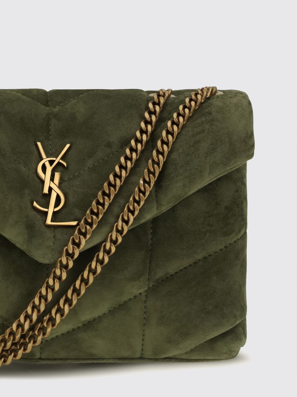 puffer quilted calfskin leather mini bag with ysl logo