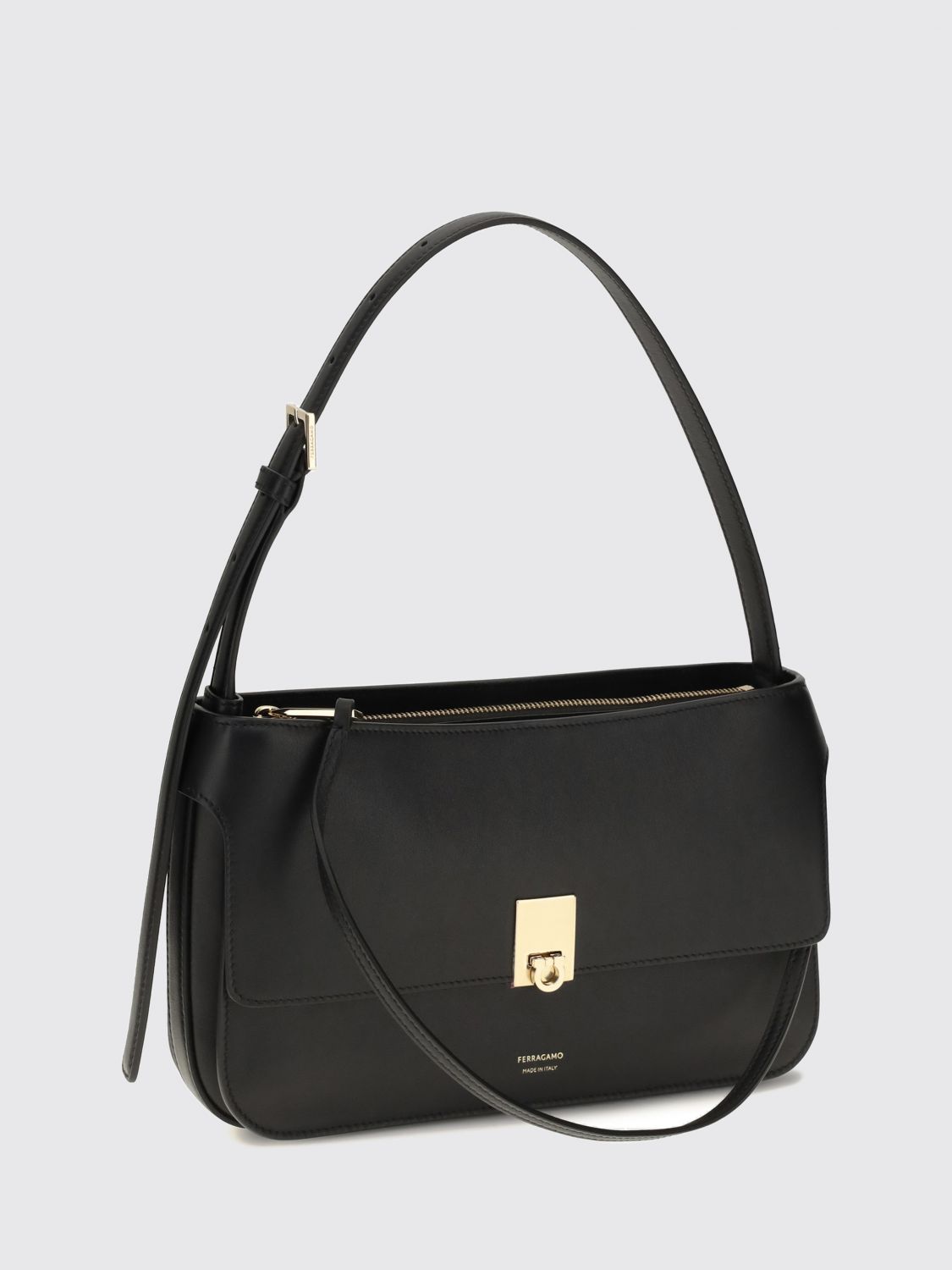 mini calfskin leather shoulder bag with gancini clasp