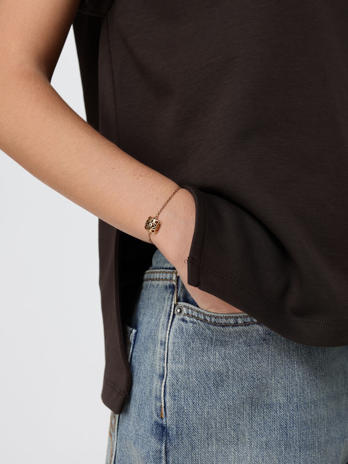 anagram brass bracelet with drawstring closure