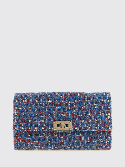 rockstud spike tweed mini handbag with embroidery