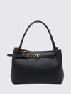 grained calf leather shoulder bag with t timeless logo and hook closure