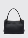 grained calf leather shoulder bag with t timeless logo and hook closure