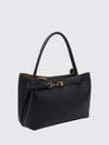 grained calf leather shoulder bag with t timeless logo and hook closure