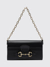 horsebit ristretto smooth leather shoulder bag with metal mesh handle