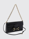 horsebit ristretto smooth leather shoulder bag with metal mesh handle