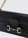 horsebit ristretto smooth leather shoulder bag with metal mesh handle